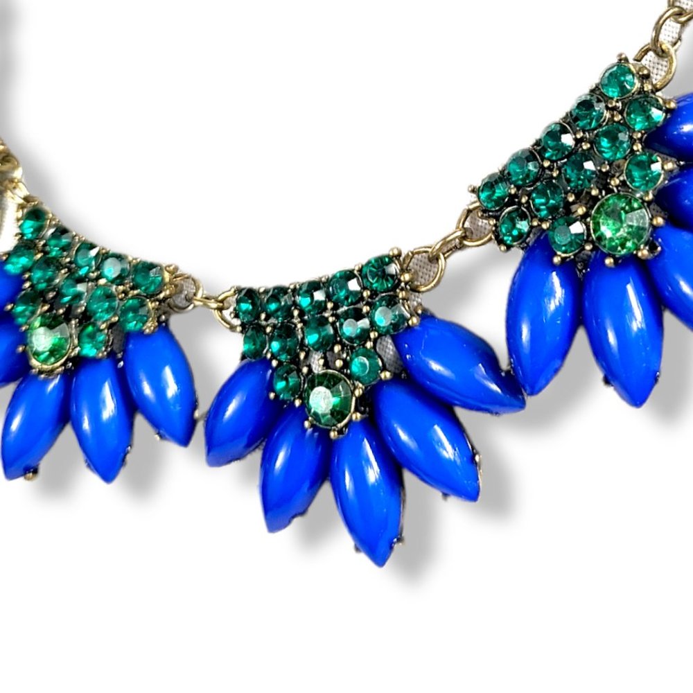 Statement Necklace Adjustable Length Blue And Aqu… - image 3